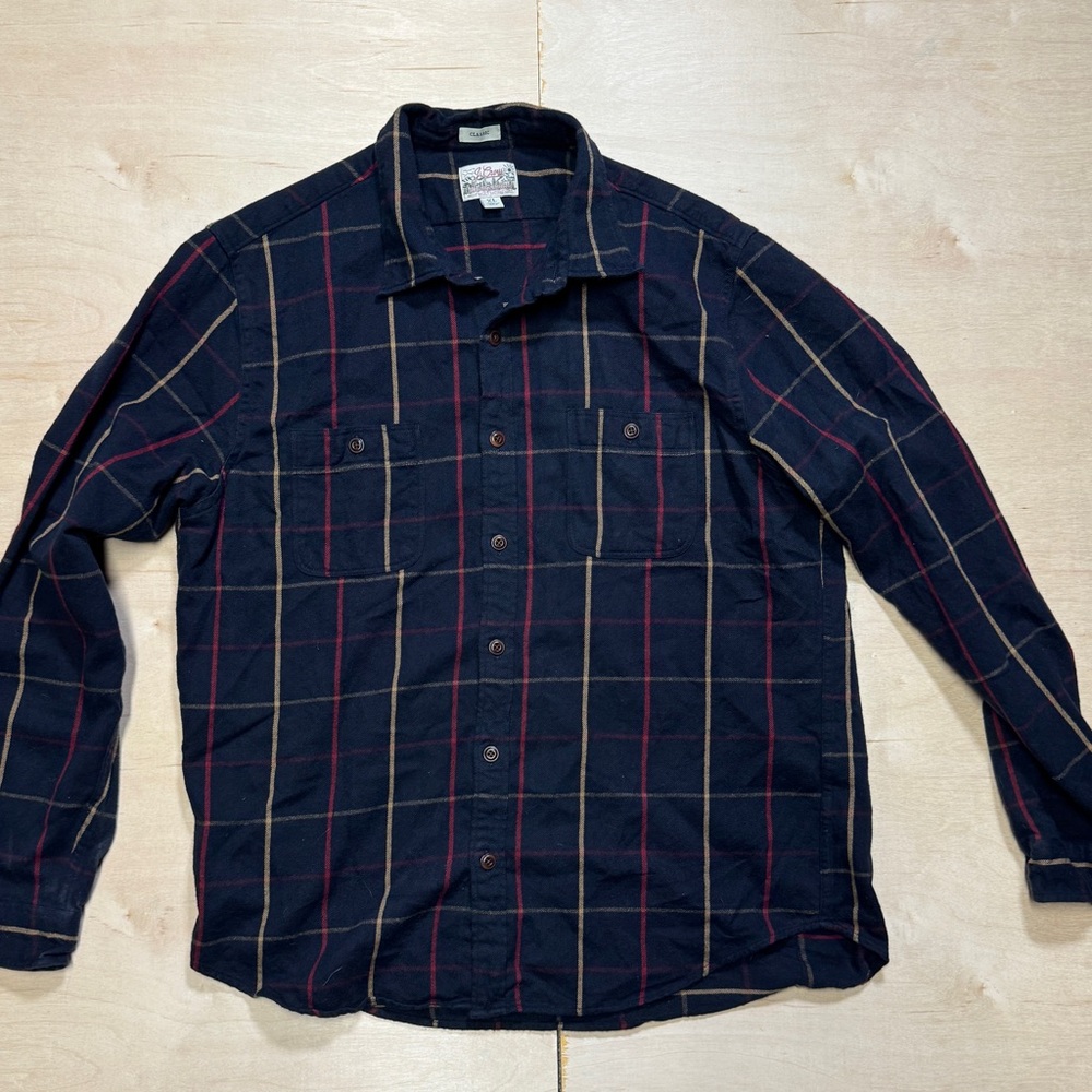 Men's J Crew Navy Plaid Shirt